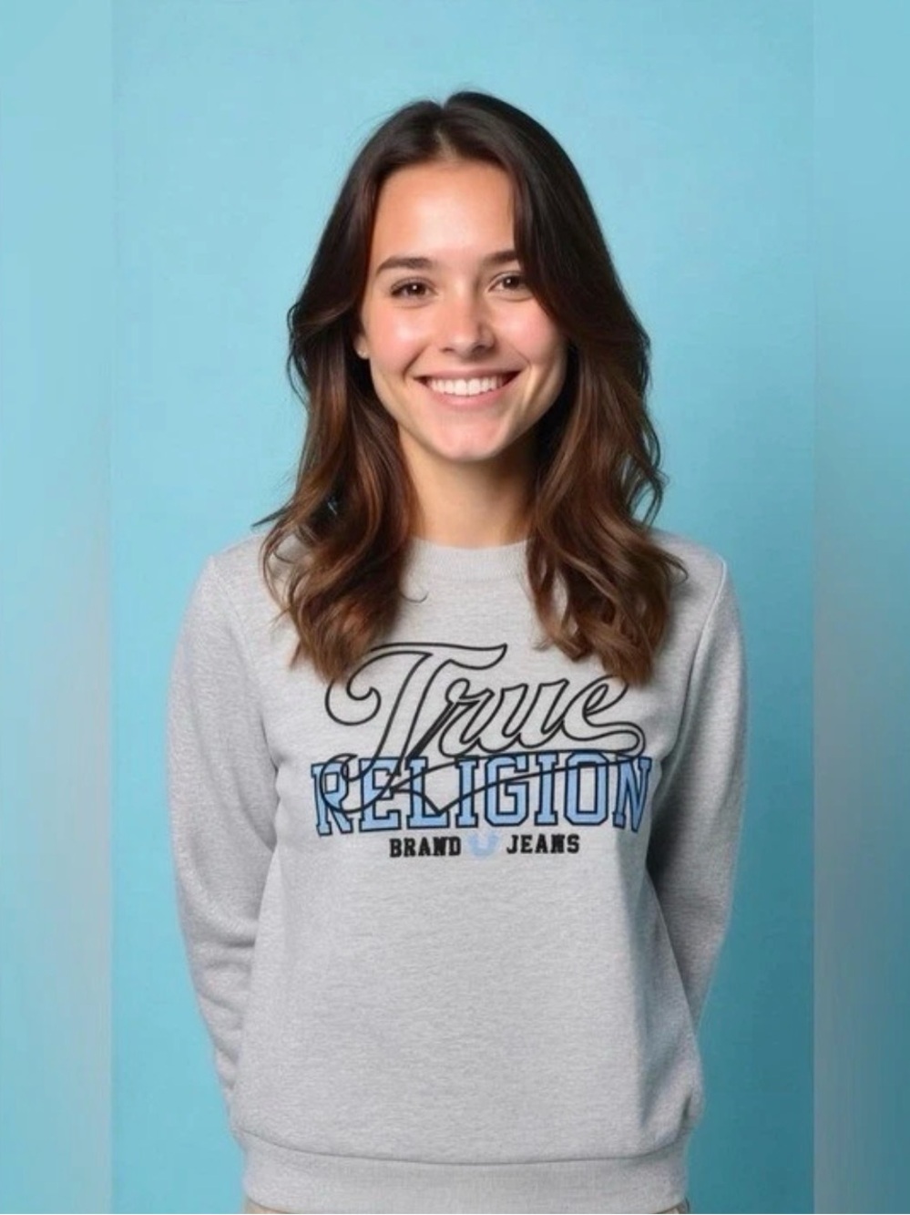 True Religion Women's Gray Logo Sweatshirt